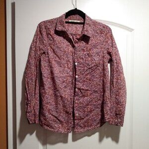 Pink Floral Button Down Long Sleeve Top